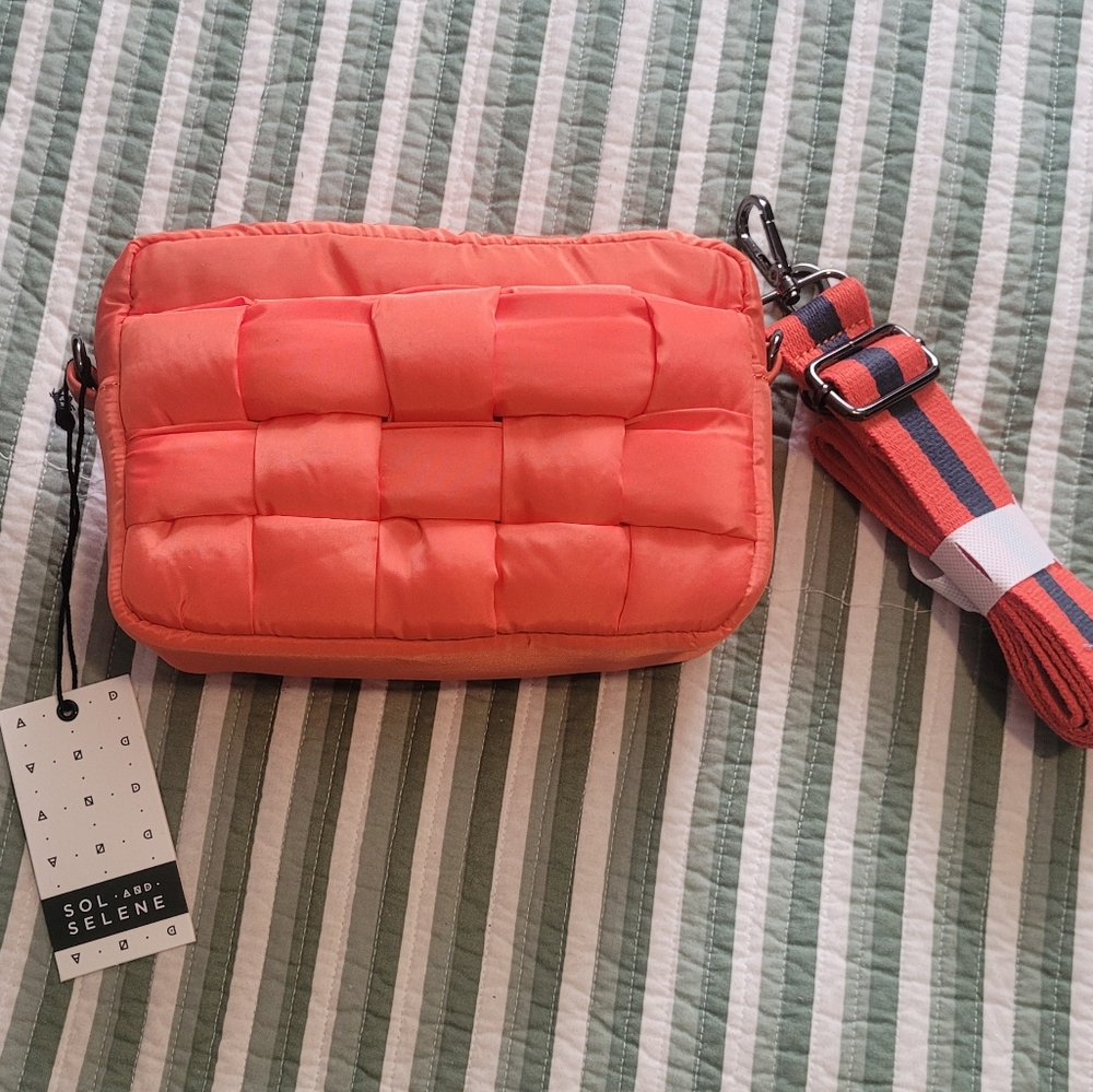 Orange Quilted Crossbody Bag